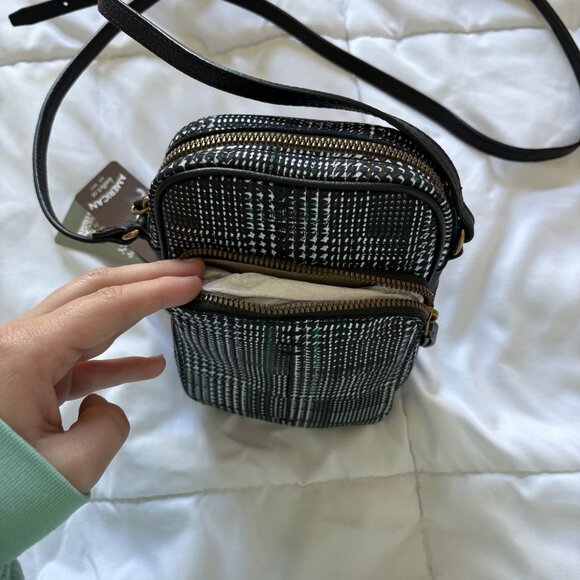 NWT American Leather Co Cleveland Mini Crossbody Bag Black White Striped MSRP 95 - Picture 6 of 8